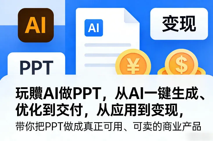 玩賺AI做PPT，从AI一键生成、优化到交付，从应用到变现，带你把PPT做成真正可用、可卖的商业产品（更新0513）_一起云网创