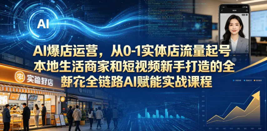 AI爆店运营，从0-1实体店流量起号，本地生活商家和短视频新手打造的全链路AI赋能实战课程_一起云网创