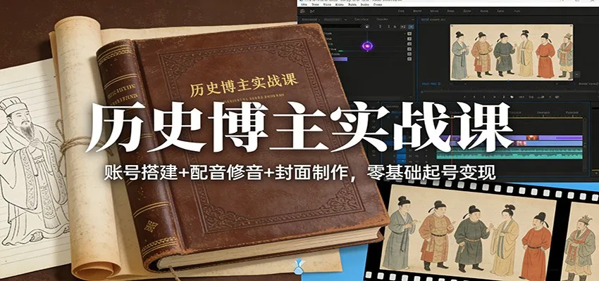 历史博主实战课：账号搭建+配音修音+封面制作，零基础起号变现_就是爱分享