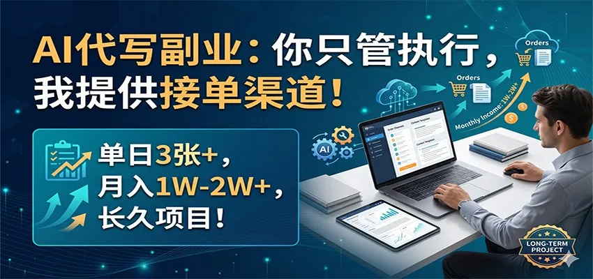 AI代写副业：你只管执行，我提供接单渠道！单日3张+，月入1W-2W+，长久项目_就是爱分享