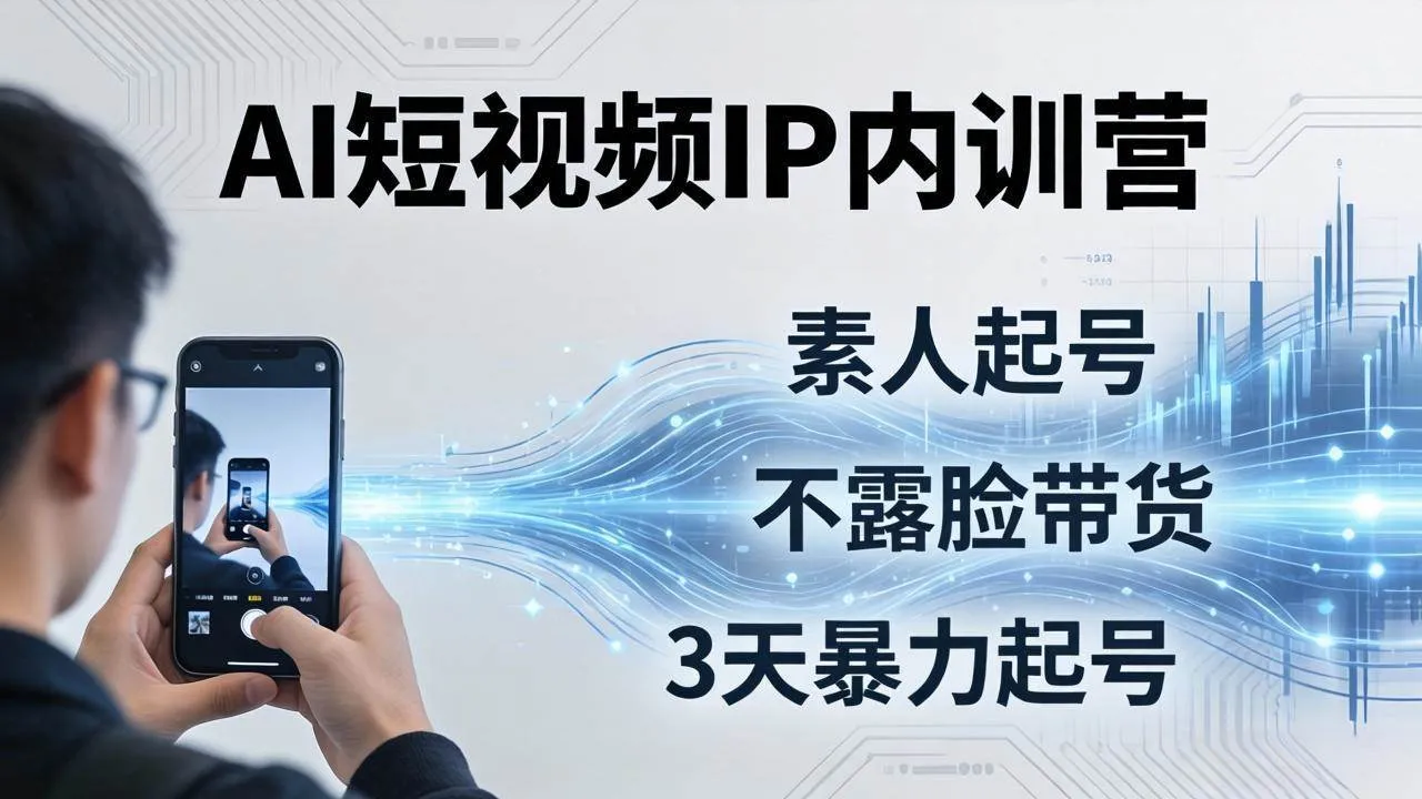（19208期）2026AI短视频IP内训营-更新：从素人起号到不露脸带货，3天暴力起号全流程拆解_一起云网创