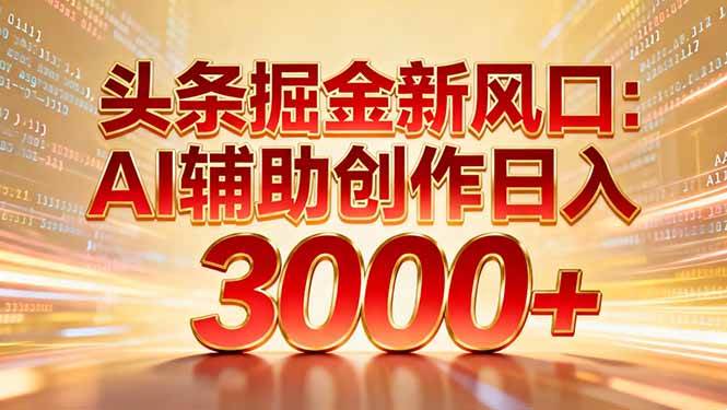 （16923期）头条掘金新风口：AI辅助创作日入3000+，矩阵玩法当天启动隔天见效_就是爱分享