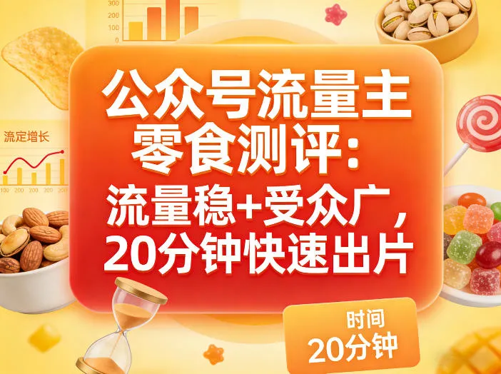 公众号流量主之零食测评赛道，流量稳+受众广，20分钟一条作品_就是爱分享