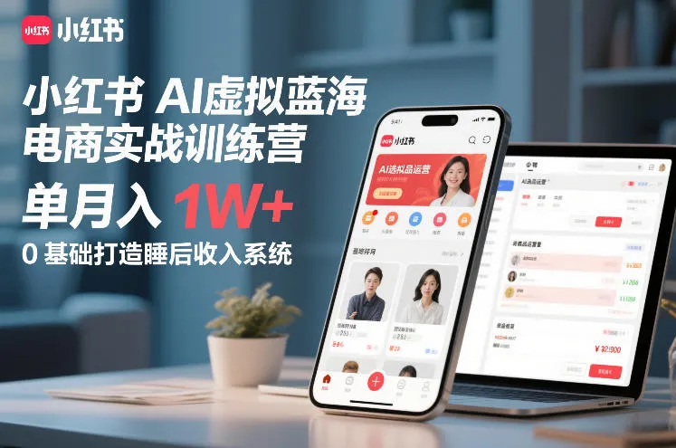 小红书AI虚拟蓝海电商实战训练营，单月入1W+，0基础打造睡后收入系统_就是爱分享