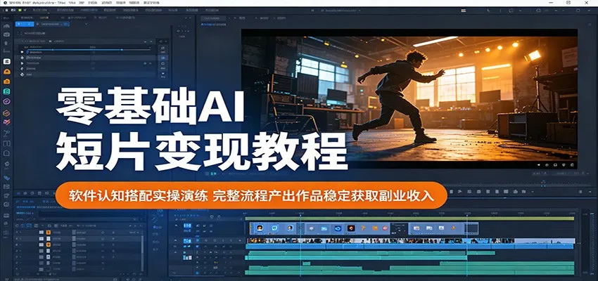 零基础AI短片变现教程:软件认知搭配实操演练,完整流程产出作品稳定获取副业收入_一起云网创