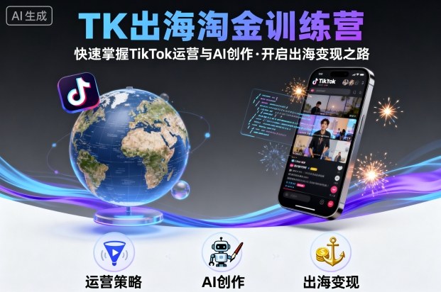 TK出海淘金训练营,助你快速掌握TikTok运营与AI创作,开启出海变现之路_就是爱分享
