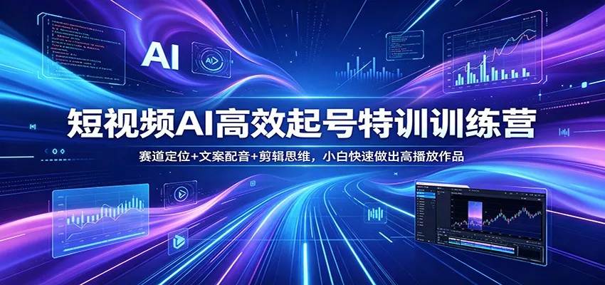 短视频AI高效起号特训训练营：赛道定位+文案配音+剪辑思维，小白快速做出高播放作品_就是爱分享