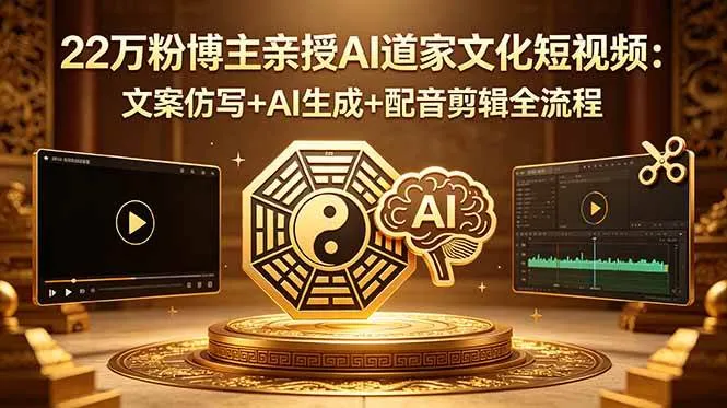 (18580期)22万粉博主亲授AI道家文化短视频:文案仿写+AI生成+配音剪辑全流程_一起云网创