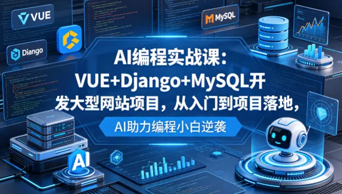 AI编程实战课：VUE+Django+MySQL开发大型网站项目，从入门到项目落地，AI助力编程小白逆袭_就是爱分享