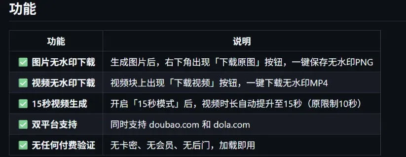 豆包生成15秒视频——浏览器插件,开源免费,纯净无验证,无需任何激活码 豆包生成15秒视频——浏览器插件,开源免费,纯净无验证,无需任何激活码