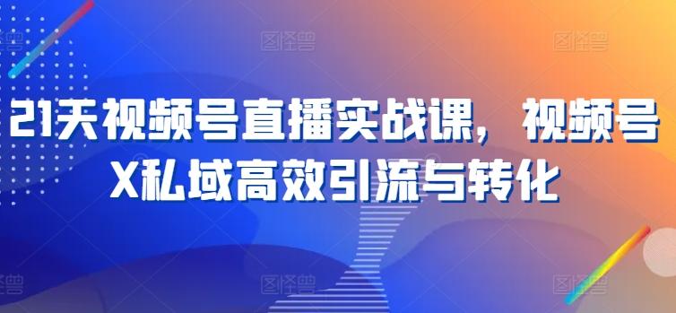 21天视频号直播实战课，视频号X私域高效引流与转化_就是爱分享