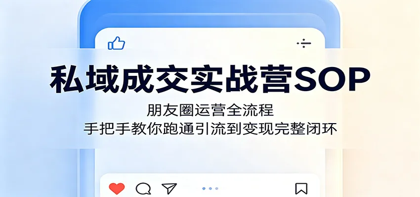 私域成交实战营SOP：朋友圈运营全流程，手把手教你跑通引流到变现完整闭环_一起云网创