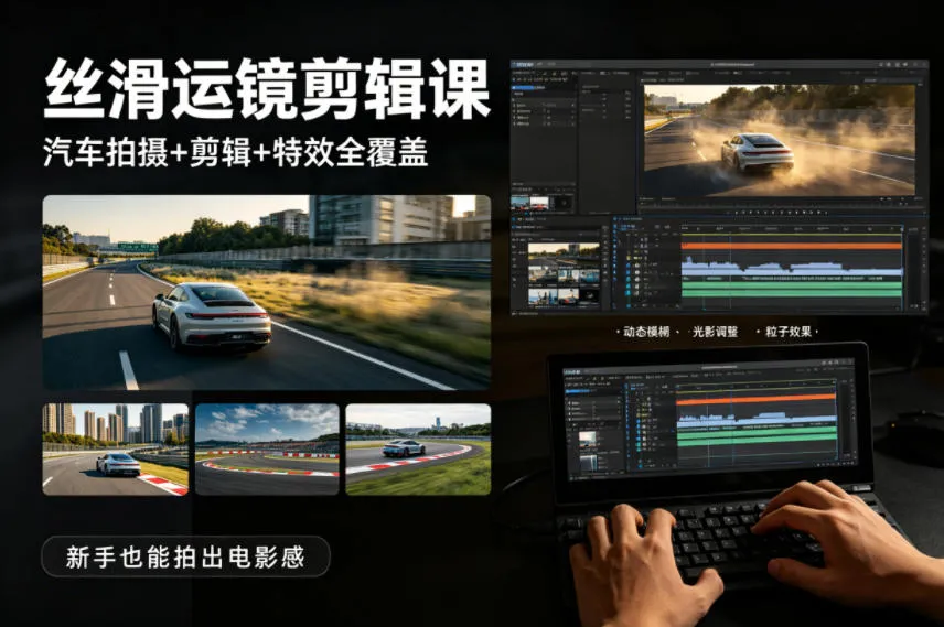 大叔丝滑运镜剪辑课，汽车拍摄+剪辑+特效全覆盖，新手也能拍出电影感_就是爱分享