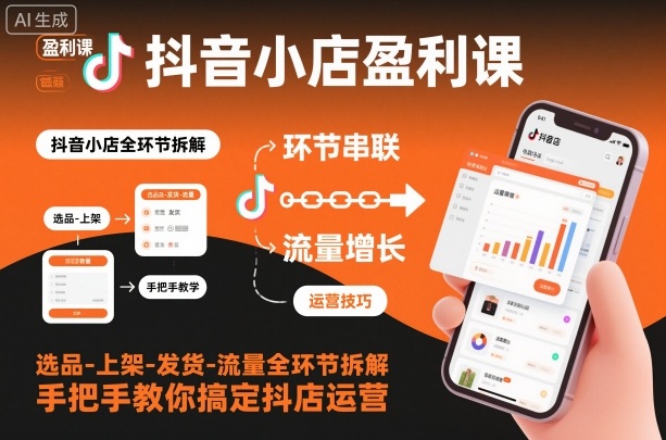 抖音小店盈利课-选品-上架-发货-流量全环节拆解，手把手教你搞定抖店运营_就是爱分享