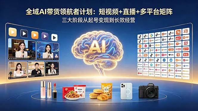（18593期）全域AI带货领航者计划：短视频+直播+多平台矩阵，三大阶段从起号变现到长效经营_一起云网创
