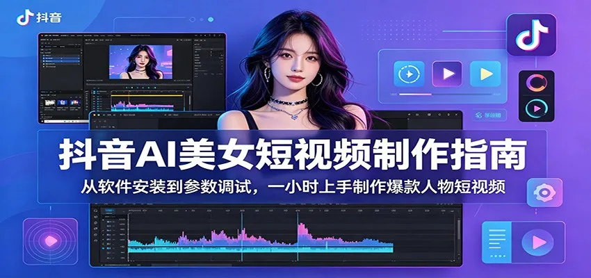 抖音AI美女短视频制作指南:从软件安装到参数调试,一小时上手制作爆款人物短视频_一起云网创