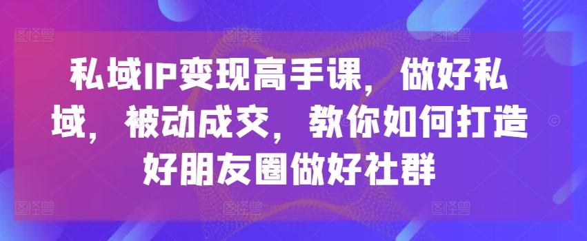 私域IP变现高手课，做好私域，被动成交，教你如何打造好朋友圈做好社群_就是爱分享