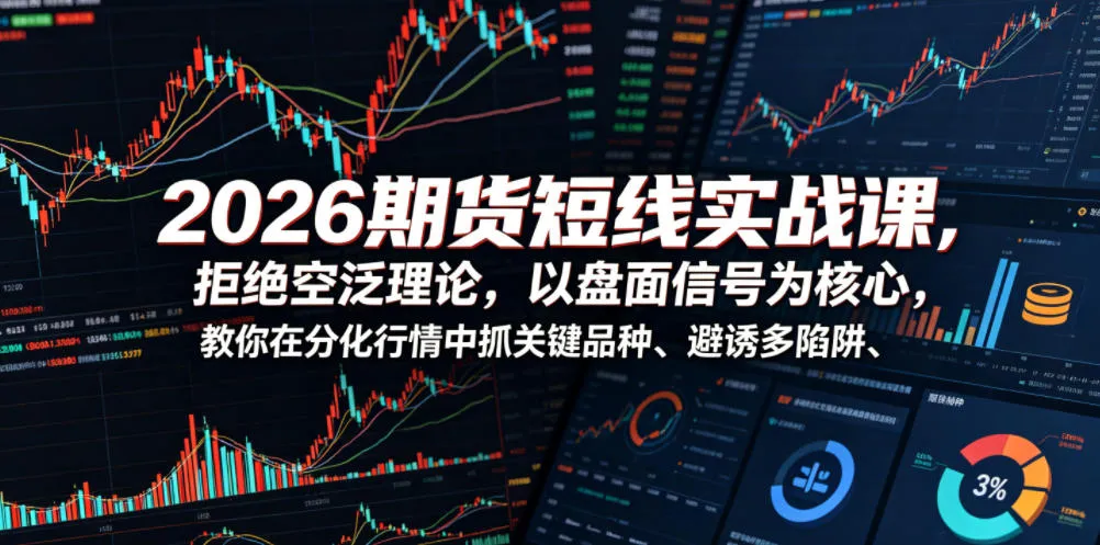2026期货短线实战课，拒绝空泛理论，以盘面信号为核心，教你在分化行情中抓关键品种、避诱多陷阱（更新）_一起云网创