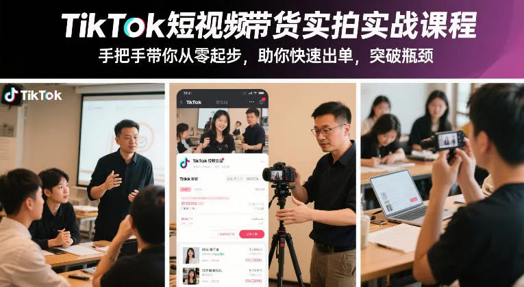 TikTok短视频带货实拍实战课程，手把手带你从零起步，助你快速出单，突破瓶颈_就是爱分享