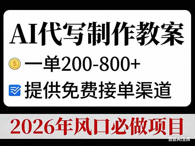 （17096期）AI代写制作教案，一单200-800+，提供免费接单渠道，2026年风口必做项目_就是爱分享