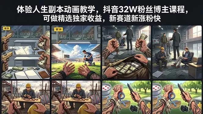 (18826期)体验人生副本动画教学, 抖音32W粉丝博主课程,可做精选独家收益,新赛道新涨粉快_一起云网创