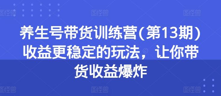 养生号带货训练营(第13期)收益更稳定的玩法，让你带货收益爆炸_就是爱分享