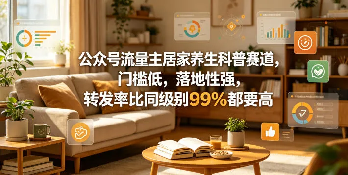 公众号流量主居家养生科普赛道，门槛低，落地性强，转发率比同级别99％都要高_就是爱分享