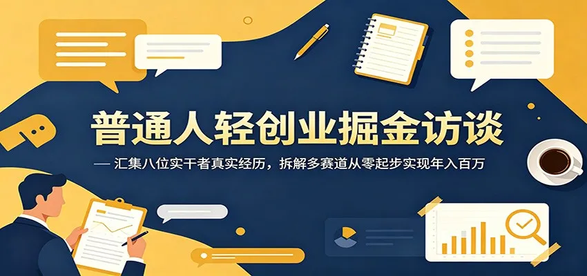 普通人轻创业掘金访谈:汇集八位实干者真实经历,拆解多赛道从零起步实现年入百万_一起云网创