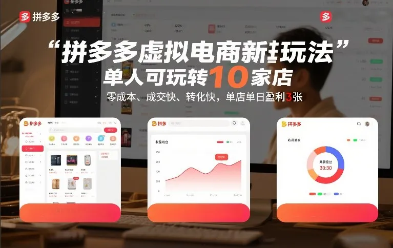 拼多多虚拟电商新玩法，单人可玩转10家店，零成本、成交快、转化快，单店单日盈利3张【揭秘】_就是爱分享