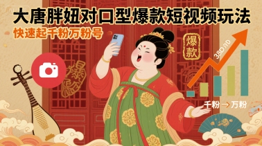 大唐胖妞对口型爆款短视频玩法，快速起千粉万粉号_就是爱分享