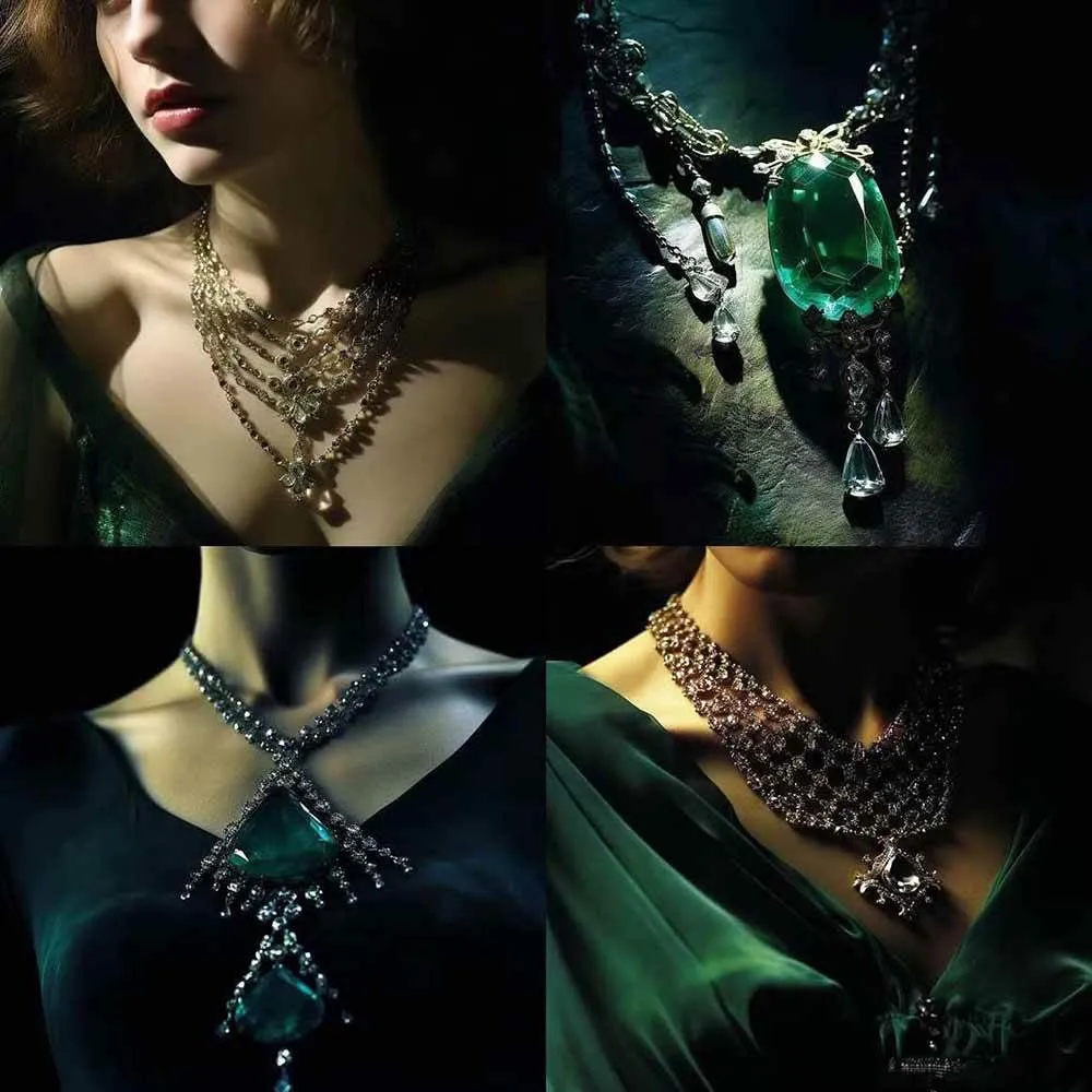 （17272期）460+专业Midjourney珠宝摄影AI提示词+成效果图，戒指/项链/耳环/手链/宝石/及奢侈配饰等全品类