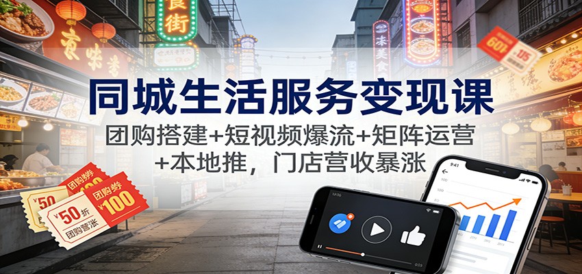 同城生活服务变现课：团购搭建+短视频爆流+矩阵运营+本地推，门店营收暴涨_就是爱分享