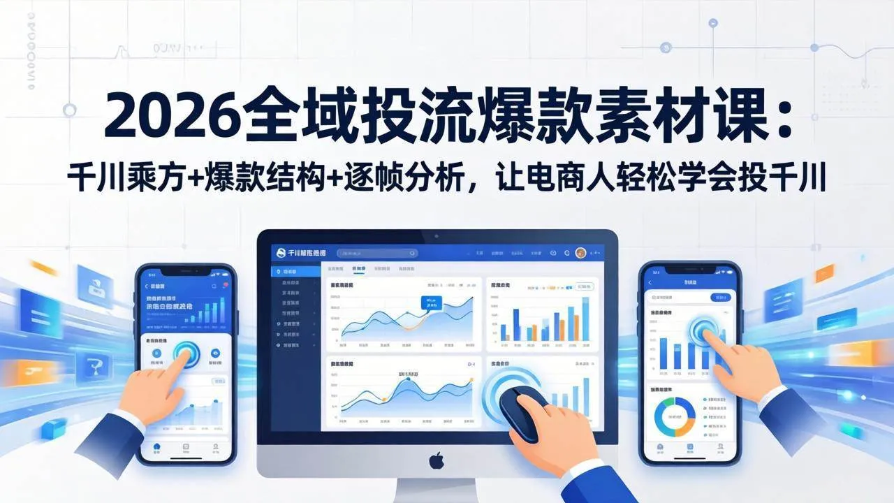 （17705期）2026全域投流爆款素材课：千川乘方+爆款结构+逐帧分析，让电商人轻松学会投千川_就是爱分享