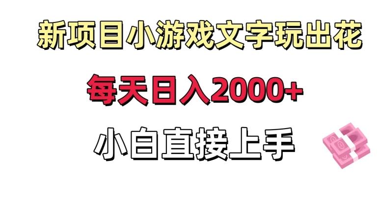 新项目小游戏文字玩出花日入2000+，每天只需一小时，小白直接上手【揭秘】_就是爱分享