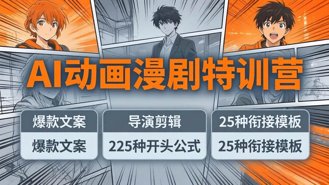 (17917期)AI动画漫剧特训营:爆款文案+导演剪辑:225种开头公式+25种衔接模板,两小时剪电影级大片_就是爱分享