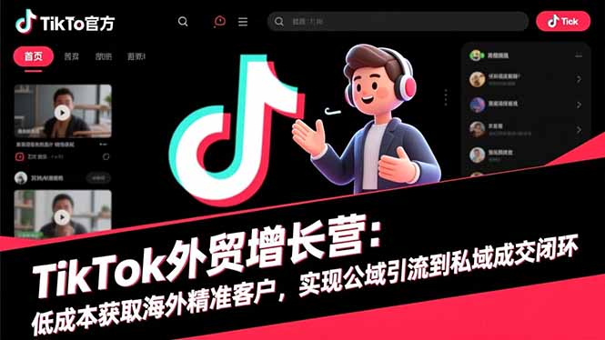 TikTok外贸增长营:低成本获取海外精准客户,实现公域引流到私域成交闭环_就是爱分享