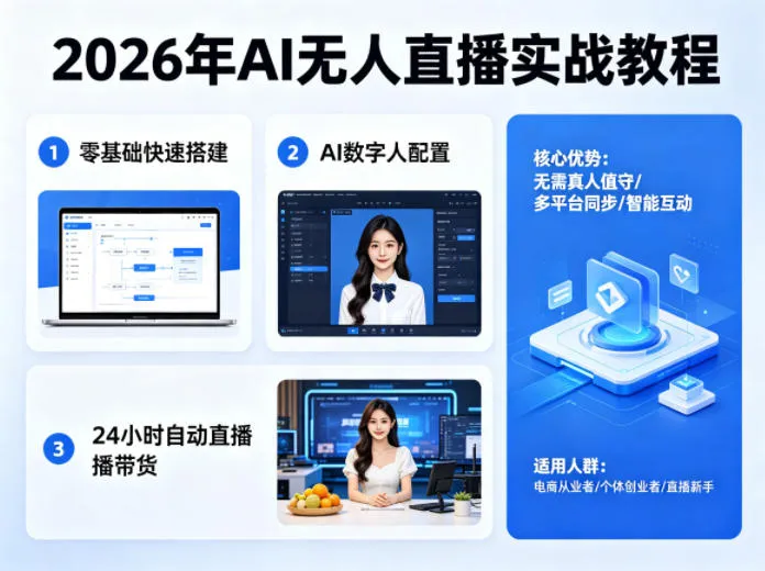2026年AI无人直播实战教程，零基础也能快速搭建AI数字人无人直播间，实现24小时自动直播带货_就是爱分享
