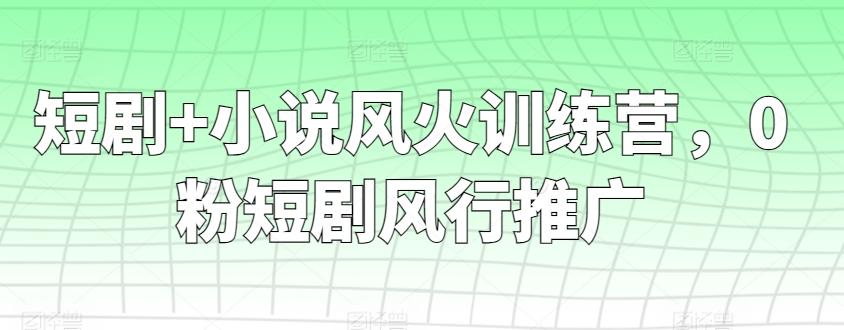 短剧+小说风火训练营，0粉短剧风行推广_就是爱分享