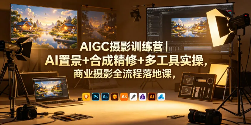 AIGC摄影训练营｜AI置景+合成精修+多工具实操，商业摄影全流程落地课_一起云网创