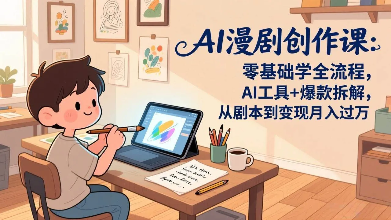 （17519期）AI漫剧创作课：零基础学全流程，AI工具+爆款拆解，从剧本到变现月入过万_就是爱分享