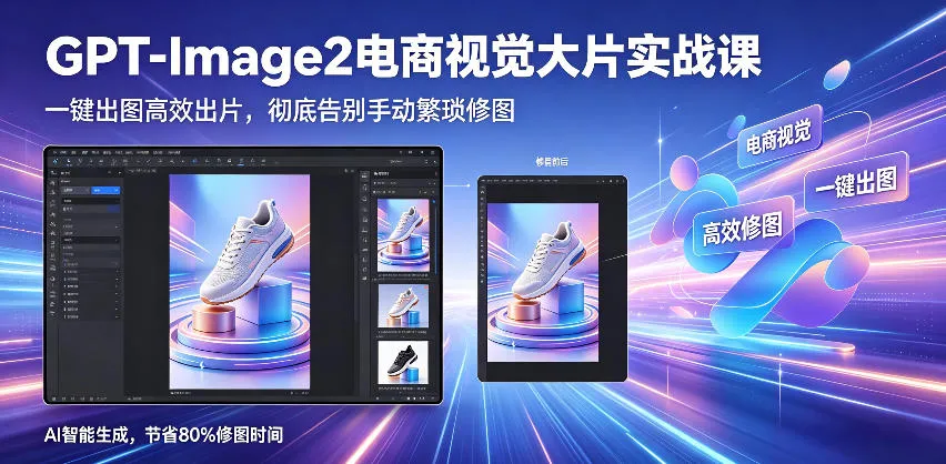 GPT-Image2电商视觉大片实战课,一键出图高效出片,彻底告别手动繁琐修图_一起云网创