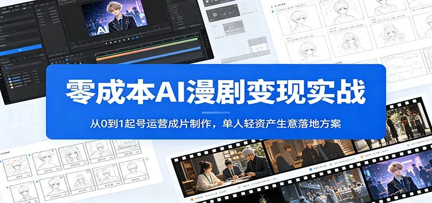 零成本AI漫剧变现实战：从0到1起号运营成片制作，单人轻资产生意落地方案_一起云网创