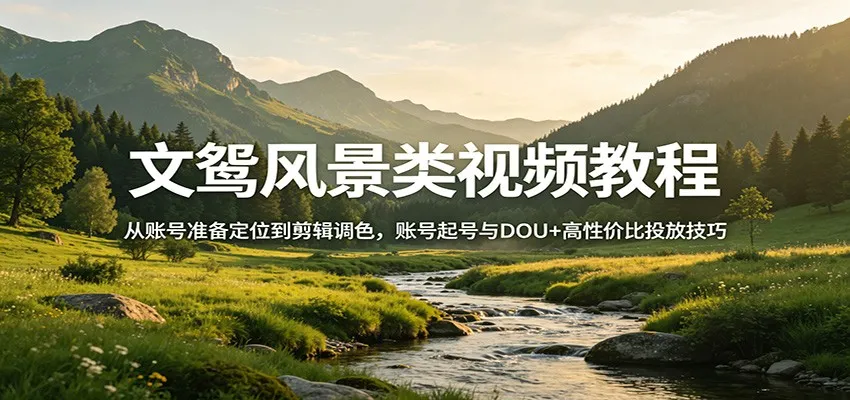 文鸳风景类视频教程：从账号准备定位到剪辑调色，账号起号与DOU+高性价比投放技巧_就是爱分享