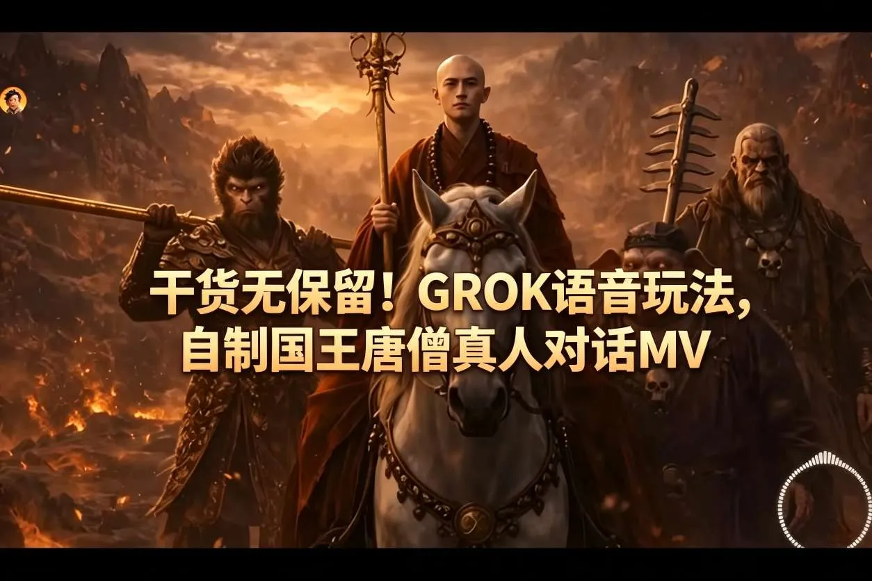 干货无保留！GROK语音玩法，自制国王唐僧真人对话MV_就是爱分享