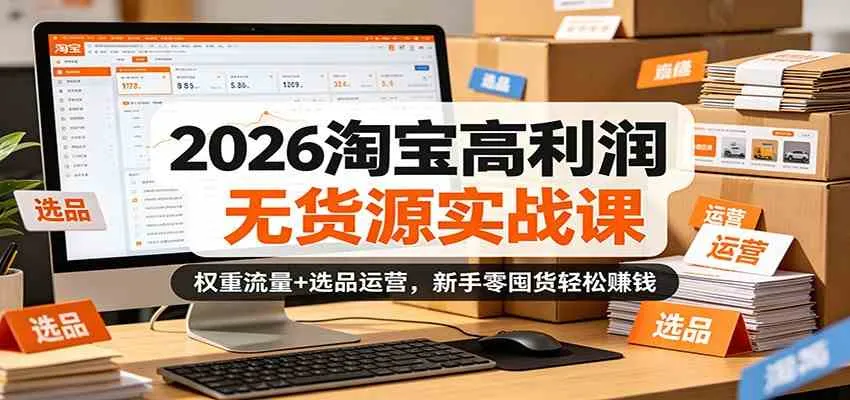 2026淘宝高利润无货源实战课：权重流量+选品运营，新手零囤货轻松赚钱_就是爱分享