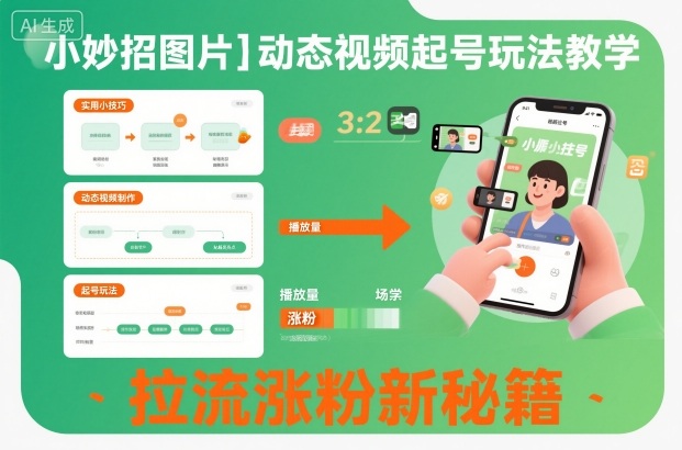 小妙招图片+动态视频起号玩法教学,拉流涨粉新秘籍_就是爱分享