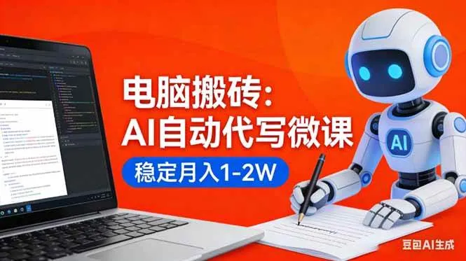 （17582期）电脑搬砖：AI自动代写微课，稳定月入1-2W，提供接单渠道，0门槛小白可做！_就是爱分享