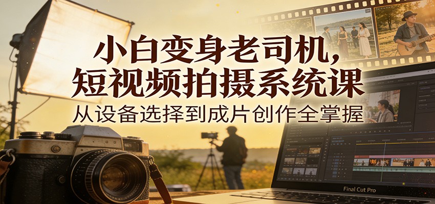 小白变身老司机,短视频拍摄系统课,从设备选择到成片创作全掌握_就是爱分享