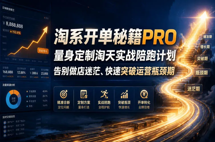 淘系开单秘籍PRO,量身定制淘天实战陪跑计划,告别做店迷茫、快速突破运营瓶颈期(2026年6月11)_一起云网创