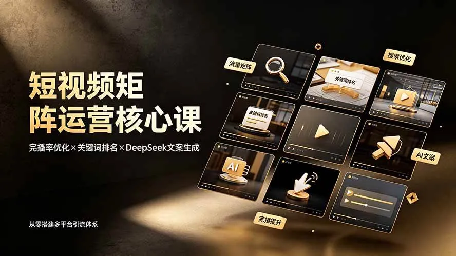 (19259期)短视频矩阵运营核心课:完播率优化×关键词排名×DeepSeek文案生成,从零搭建多平台引流体系_一起云网创